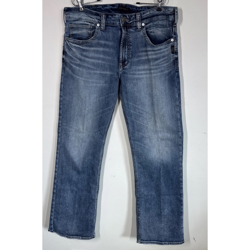 Silver Zac Relaxed Straight Leg Jeans Stretch Denim Mens 36x32 Cowboy Western